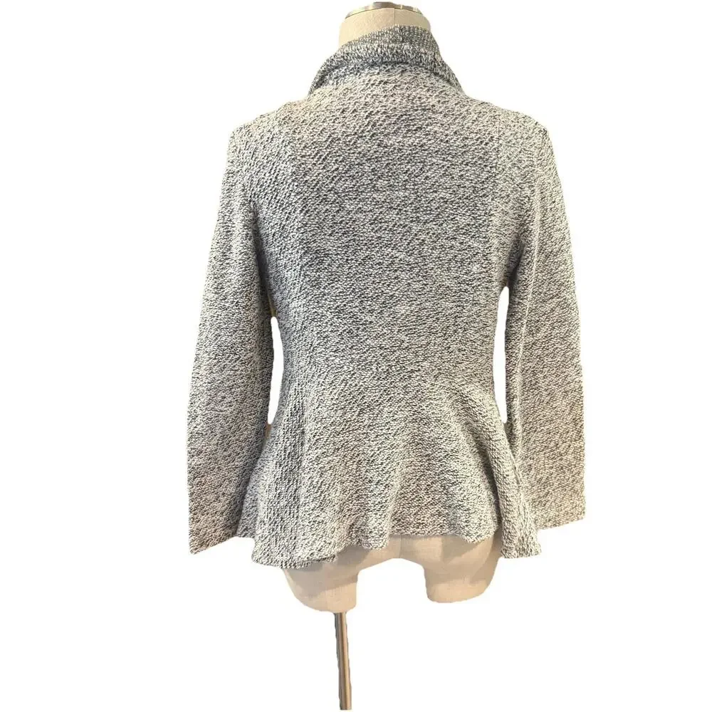 BNCI Cardigan Womens Small Gray Tweed Drape Front Shawl Collar Long Sleeve - Picture 4 of 7